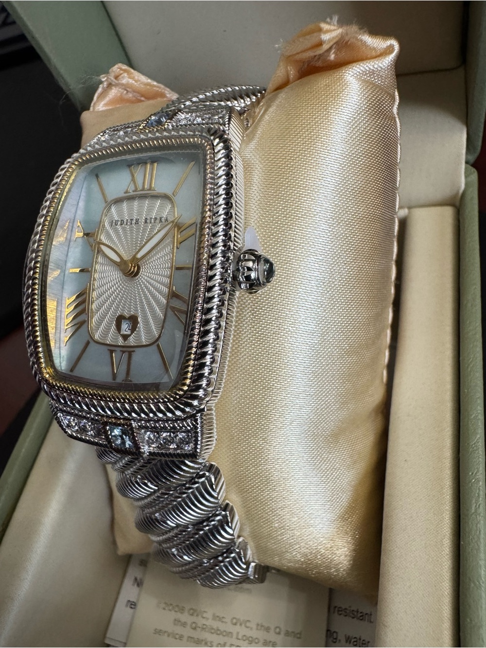 Judith Ripka Blue Topaz & Mother-ofPearl Stainless Steel Watch w/Quartz Movement - Picture 14 of 15